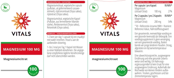 Magnesium Citrat 100 mg Packung
