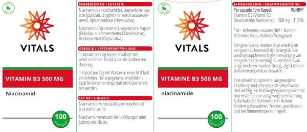 Vitamin B3 Niacinamid 500 mg Packung