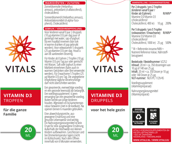 Vitamin D3 Tropfen, 1000 IE (25 µg) pro Tropf, 25 ml, Ca. 800 Tropfen Packung