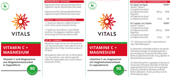 Vitamin C + Magnesium, 90 Kapseln Packung